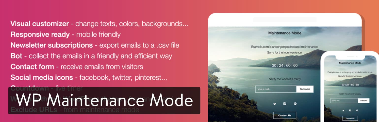WordPress维护模式 – 故障排除和自定义页面教程插图4 wp-maintenance-mode-wordpress-plugin-2