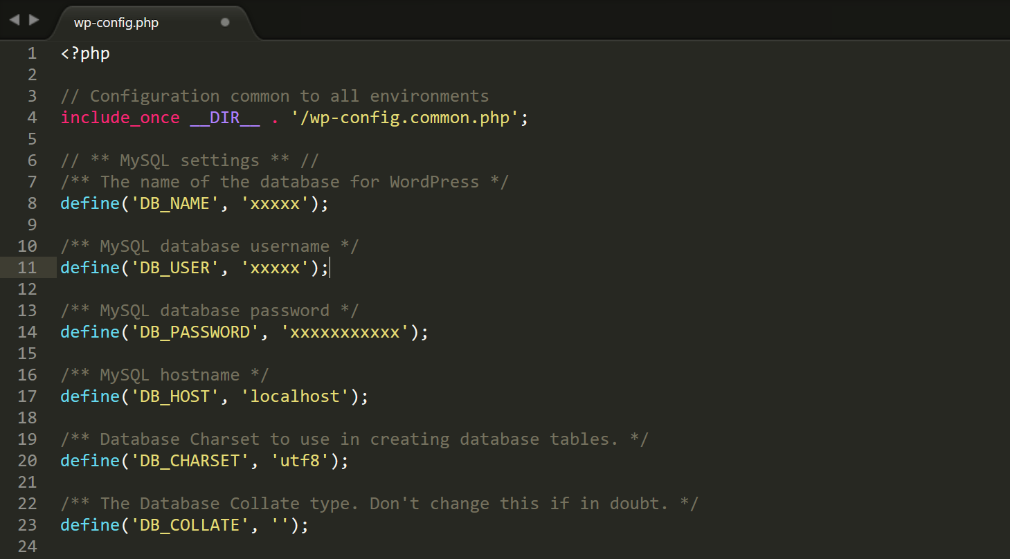 wp-config.php文件数据库访问凭证 wp-config.php文件数据库访问凭证