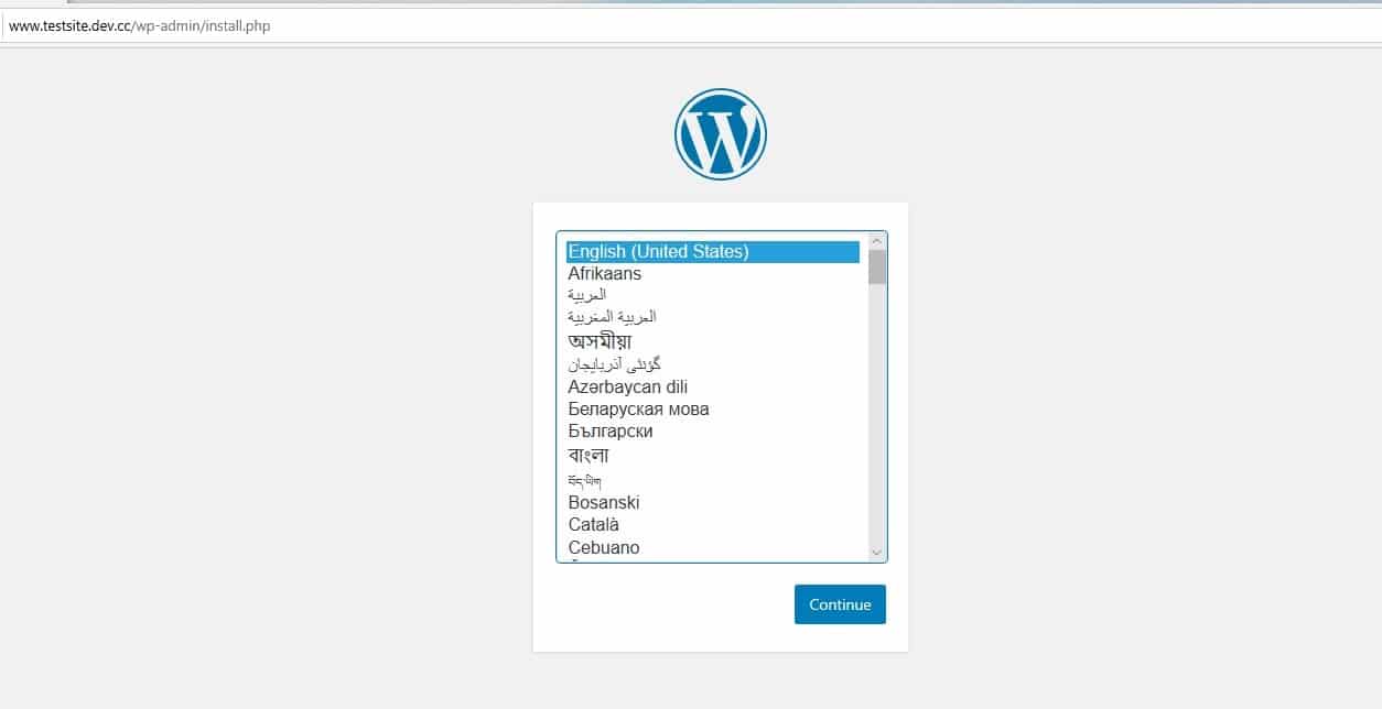 WordPress安装设置页面