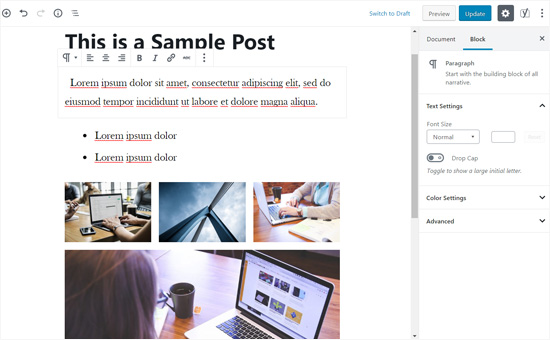 Gutenberg编辑内容 Gutenberg编辑内容