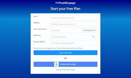 PushEngage用户注册 PushEngage用户注册