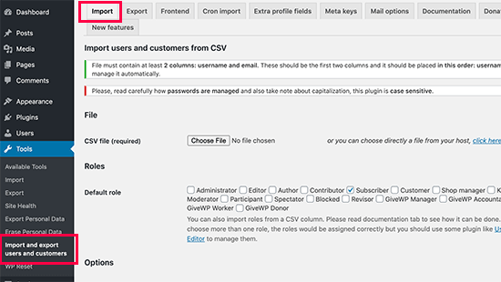 插件导入WP用户数据