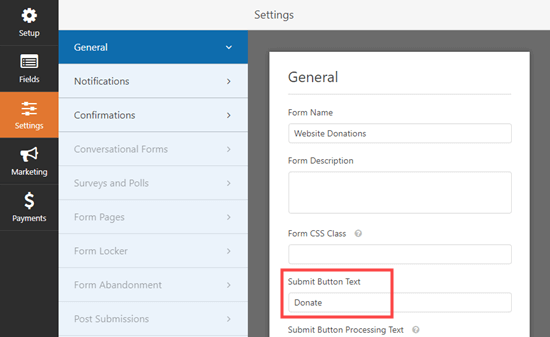 WPForms插件捐赠按钮文字