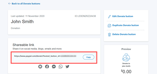 PayPal捐赠按钮分享链接