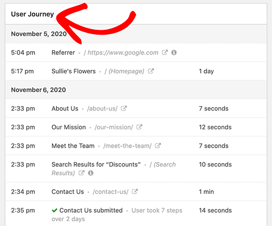 用户访问足迹记录 用户访问足迹记录