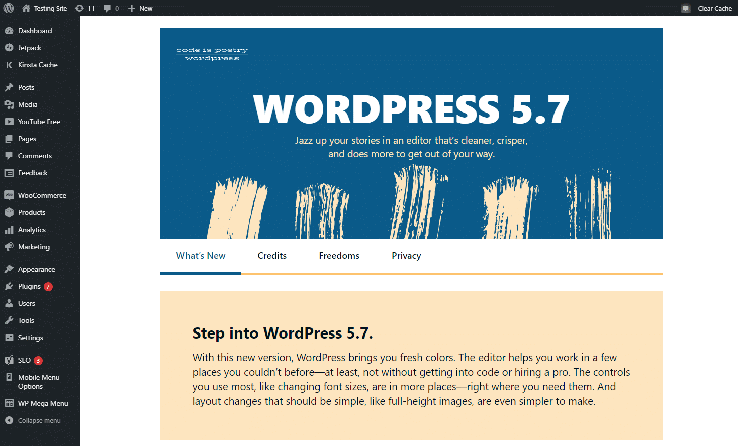WordPress 5.7的“新功能”页面 WordPress 5.7的“新功能”页面