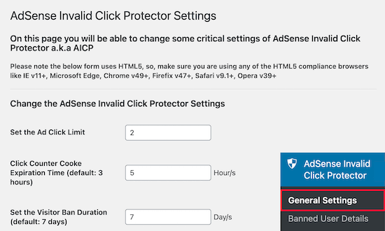 AdSense Invalid Click Protector 插件设置 AdSense Invalid Click Protector 插件设置