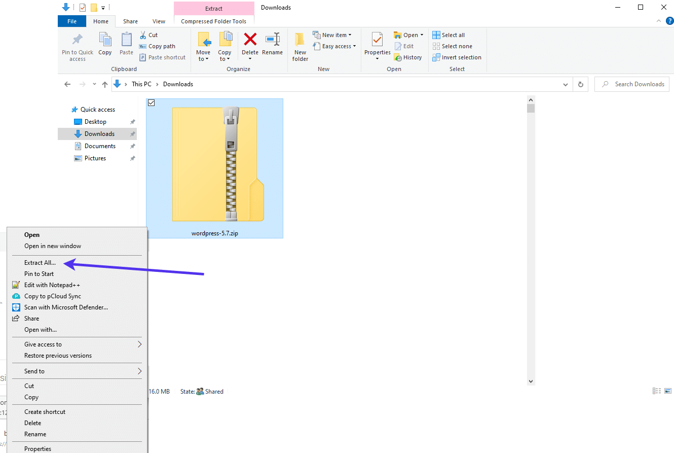 解压WordPress安装包 解压WordPress安装包