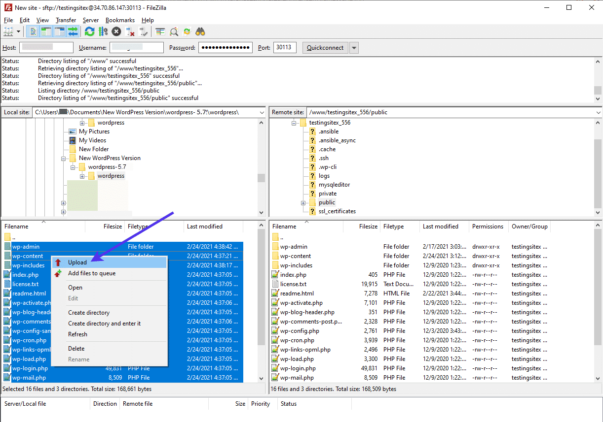 通过FTP上传最新的WordPress版本 通过FTP上传最新的WordPress版本