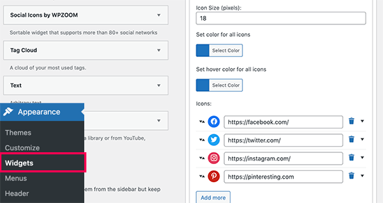 页脚社交媒体按钮设置