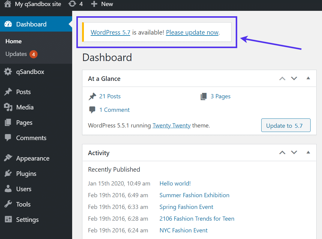 WordPress版本更新提醒 WordPress版本更新提醒