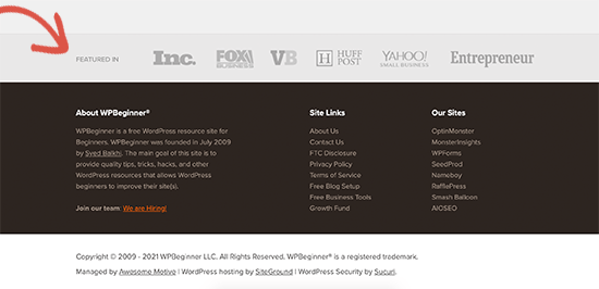 常规WordPress页脚 常规WordPress页脚