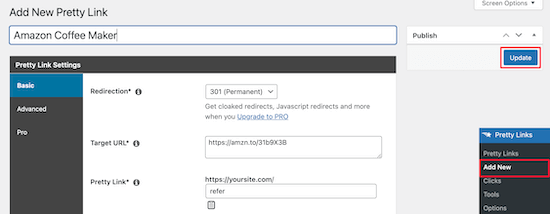 添加新的pretty link 添加新的pretty link