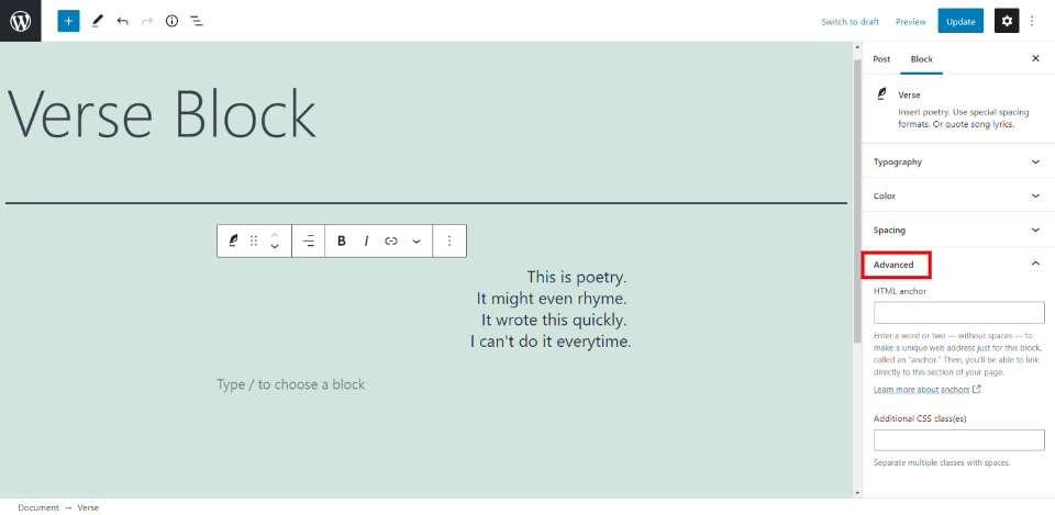 古腾堡编辑器教程：如何使用WordPress诗篇区块-28