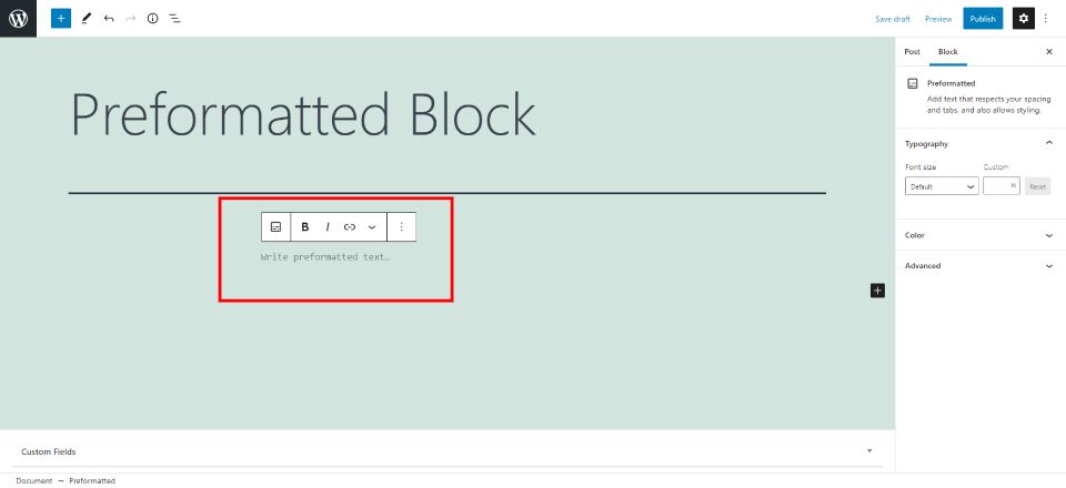 How to Use the WordPress Preformatted Block-1