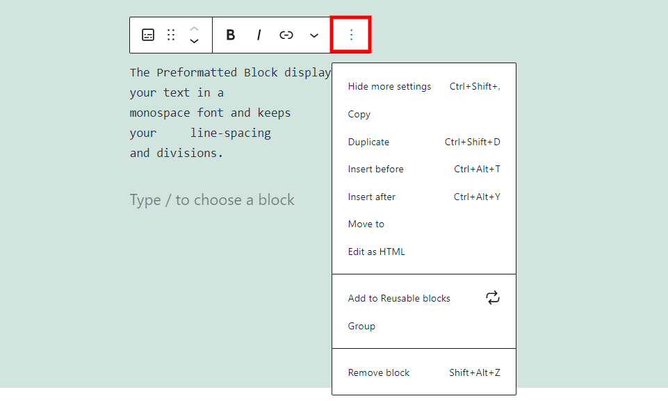 How to Use the WordPress Preformatted Block-1