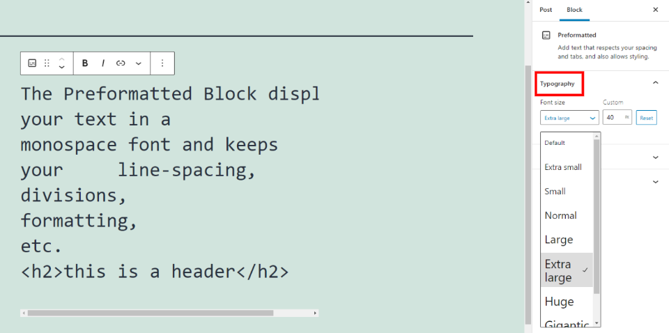 How to Use the WordPress Preformatted Block-1