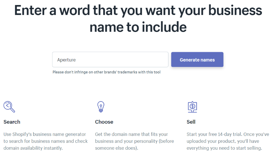 Shopify Business Name Generator