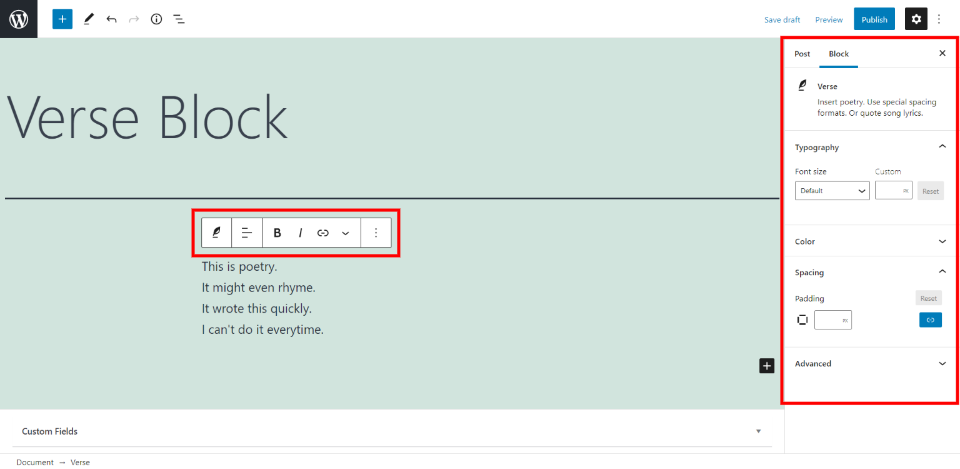 古腾堡编辑器教程：如何使用WordPress诗篇区块-6