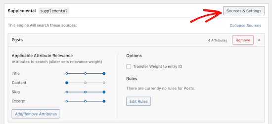 SearchWP插件引擎内容源设置 SearchWP插件引擎内容源设置