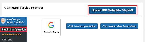 上传IDP Metadata File/XML