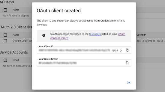 获取谷歌API凭证信息