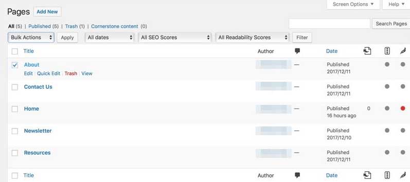 WordPress页面删除