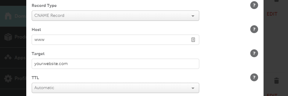 子域指向主域CNAME记录