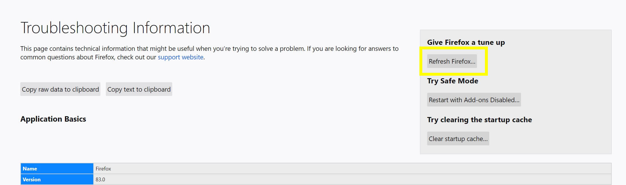 Refresh Firefox Refresh Firefox