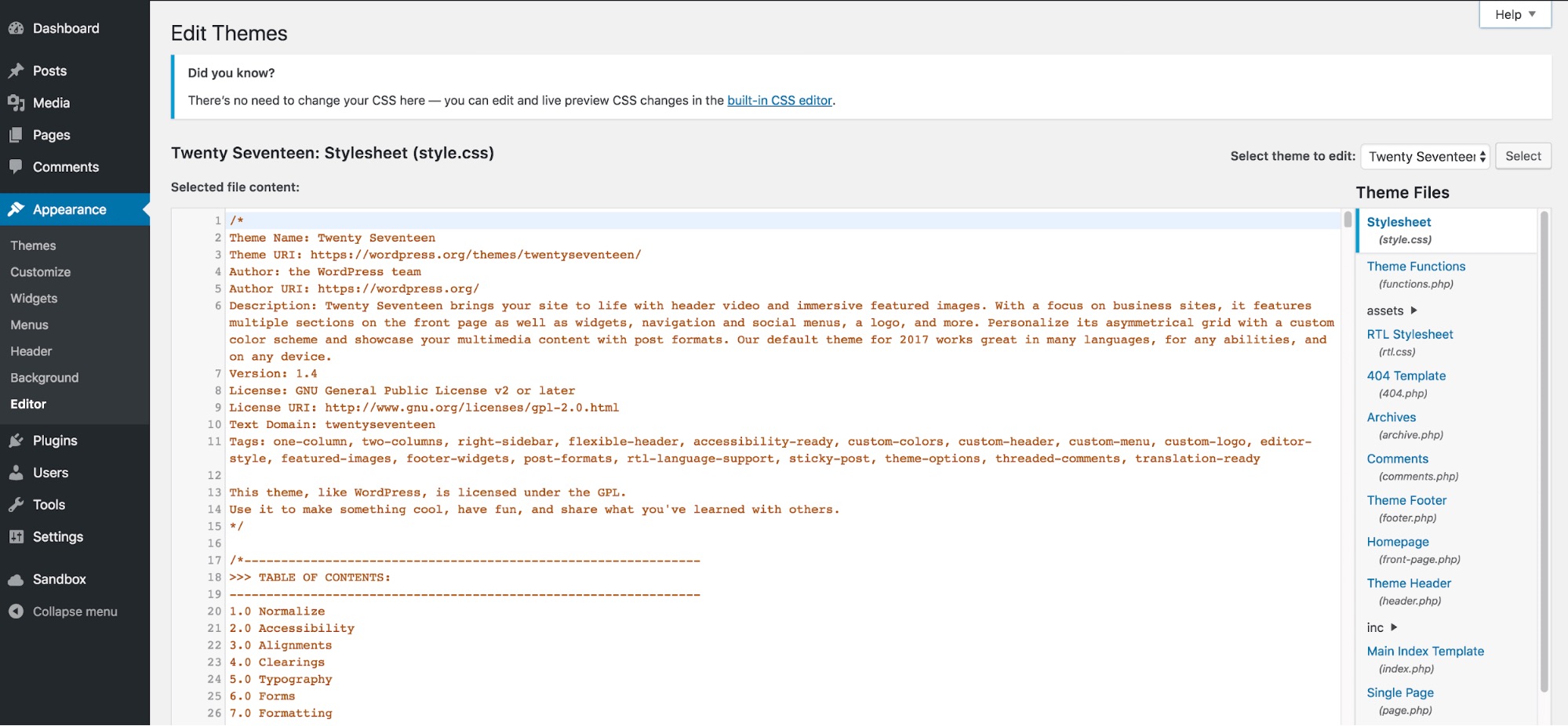WordPress主题编辑器