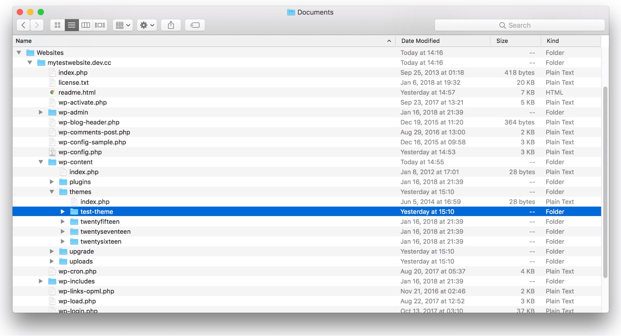 WP主题文件目录