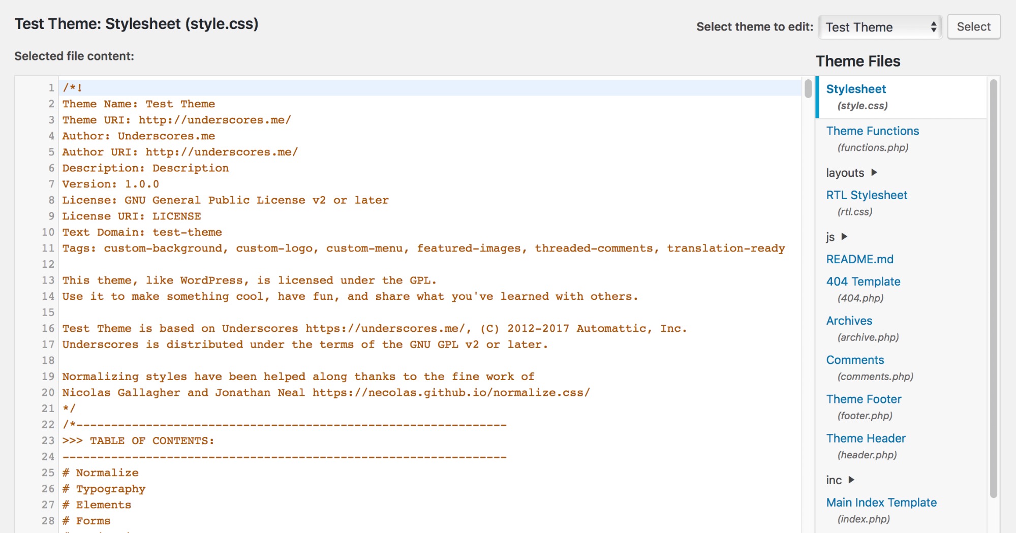 WP主题CSS样式文件