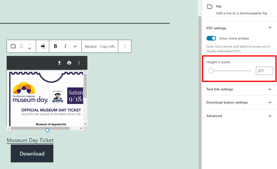 文件区块PDF预览高度