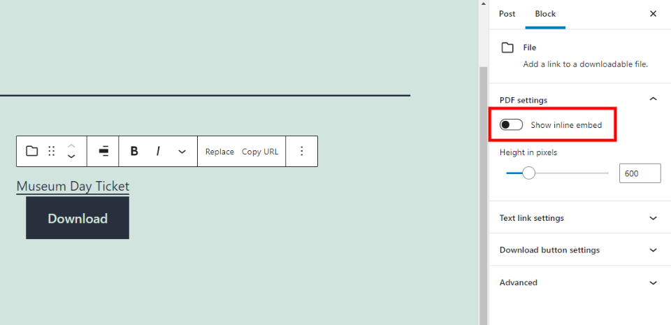 PDF显示内联嵌入