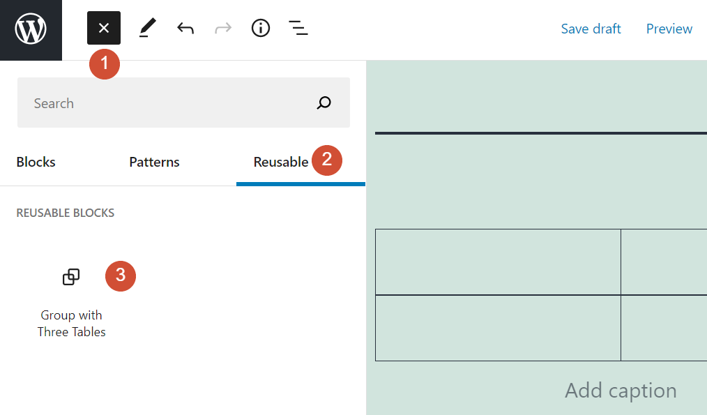 可重用区块列表