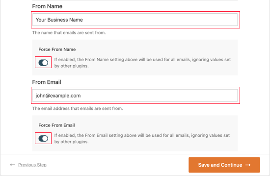 设置发件人姓名和电子邮件