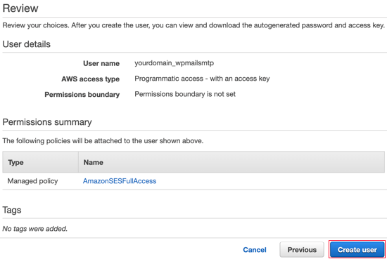AWS用户详细信息