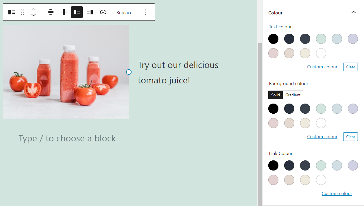 媒体和文本区块颜色设置