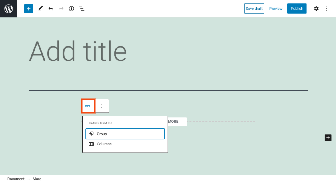 更多区块设置和选项