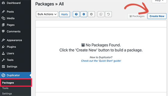 创建一个Duplicator包
