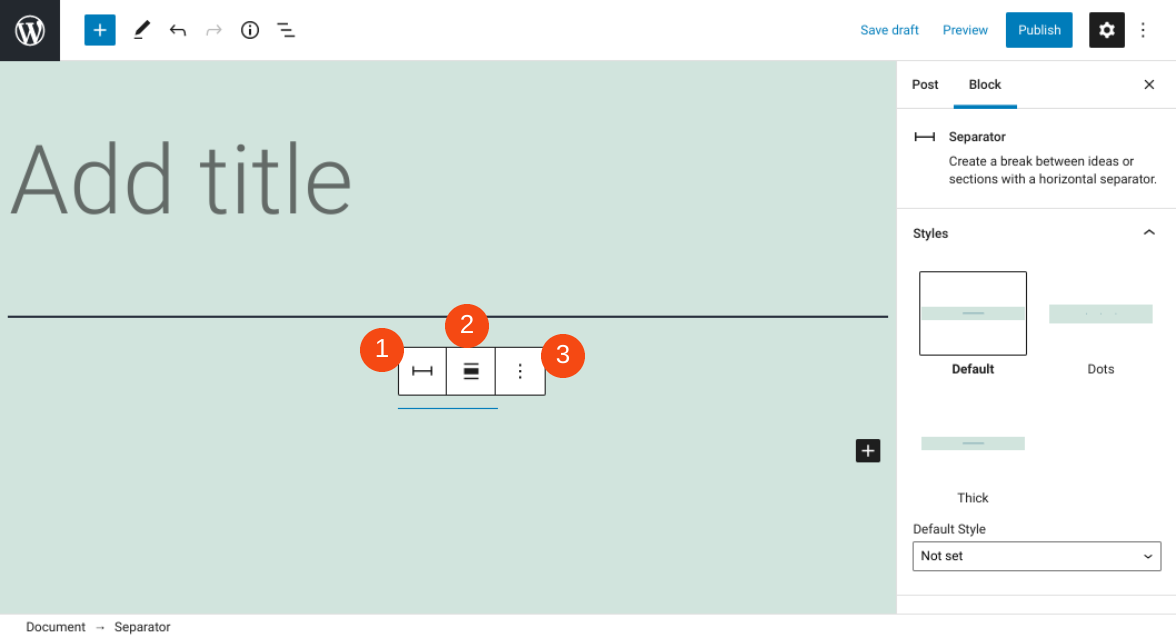 分隔符区块设置和选项 分隔符区块设置和选项