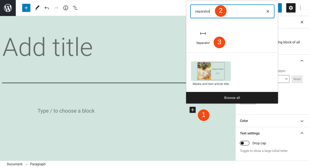 添加分隔符区块 添加分隔符区块