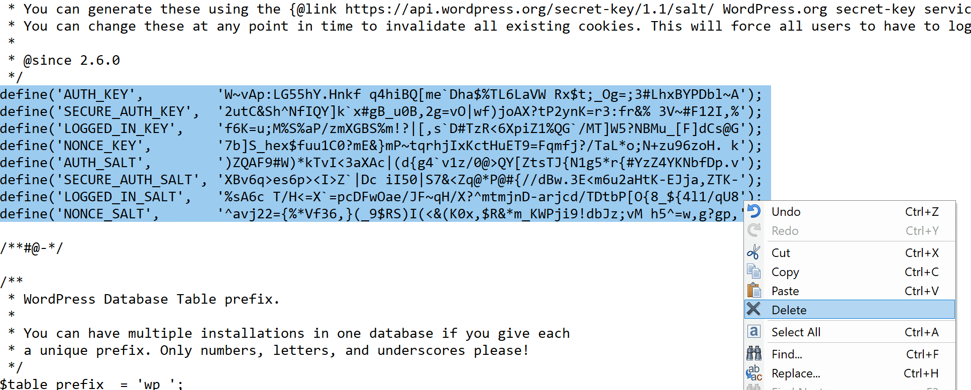 如何在wp-config.php中更改Salts 如何在wp-config.php中更改Salts