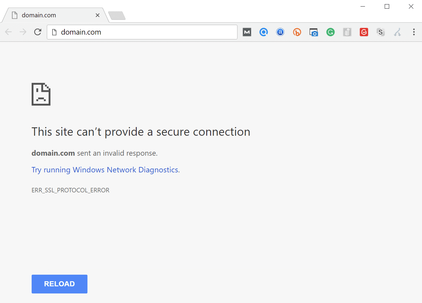 Chrome中的ERR_SSL_PROTOCOL_ERROR Chrome中的ERR_SSL_PROTOCOL_ERROR