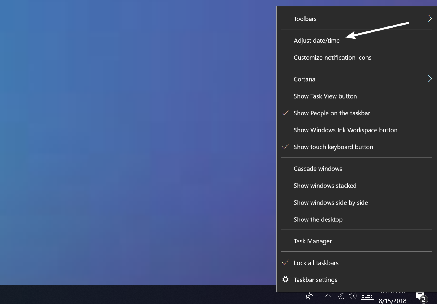 在Windows中调整日期和时间