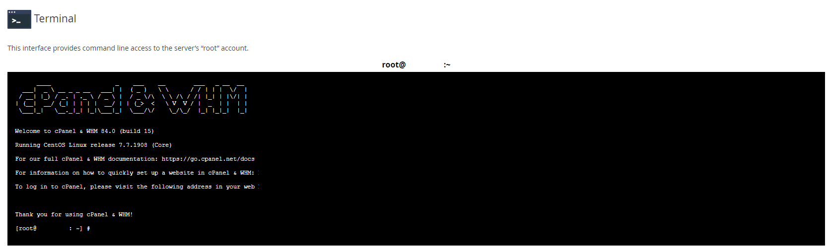 cPanel终端窗口 cPanel终端窗口