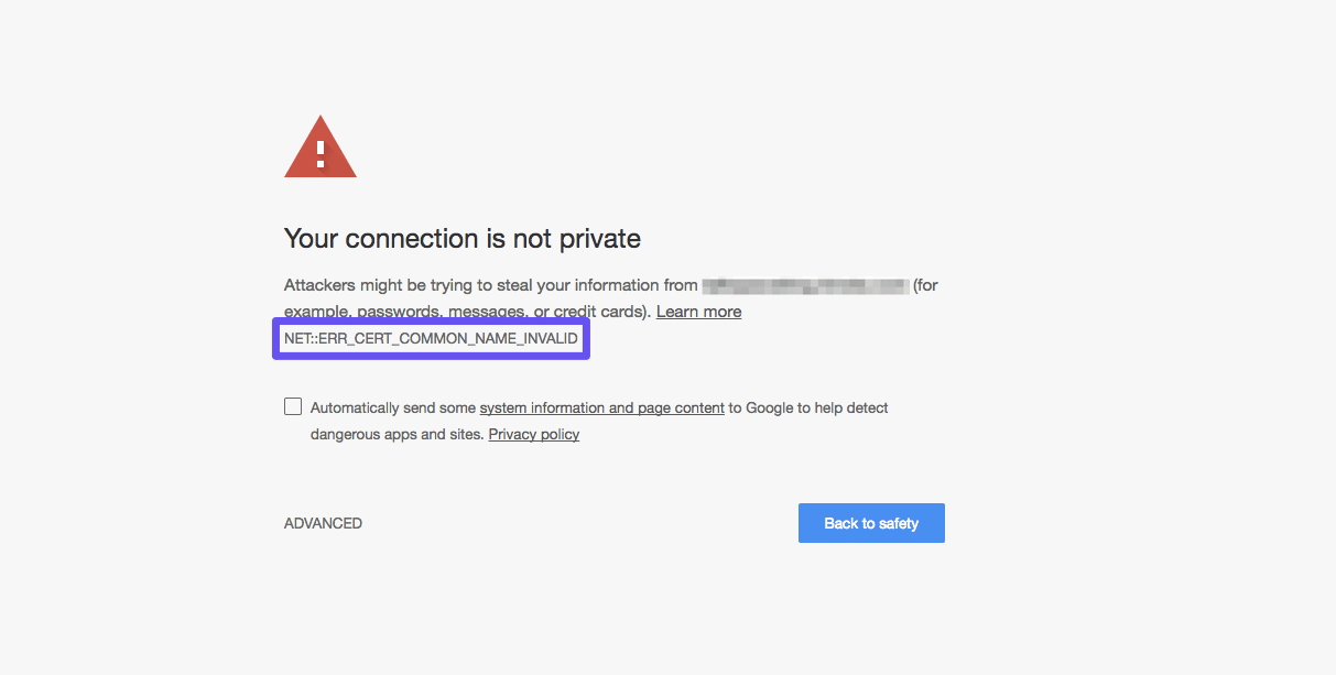 Google Chrome中的NET::ERR_CERT_COMMON_NAME_INVALID错误