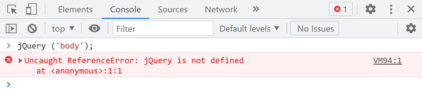 控制台日志中“jQuery is not defined" 错误