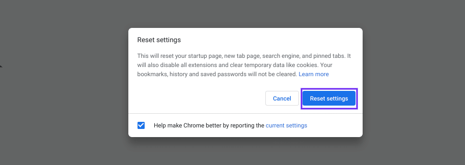 在Chrome中重置设置