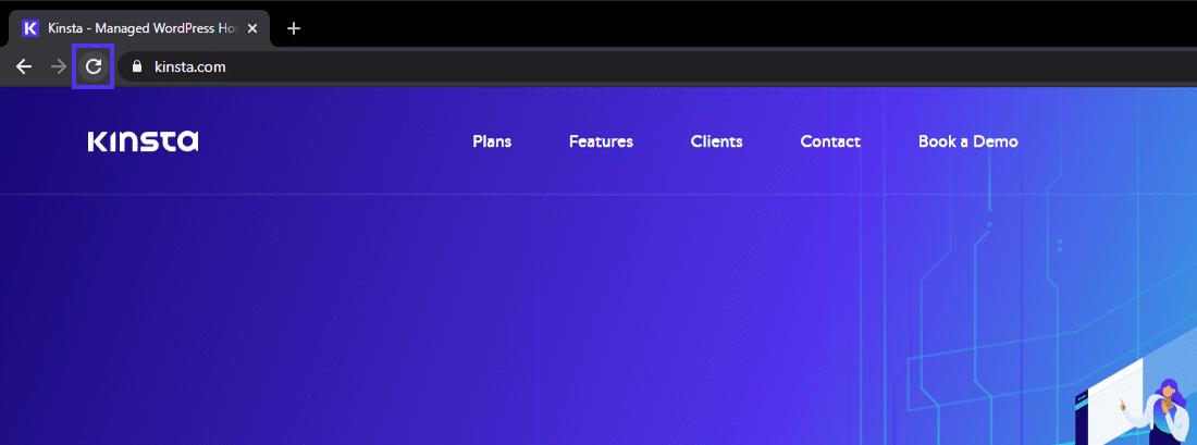 在Chrome浏览器中刷新网页